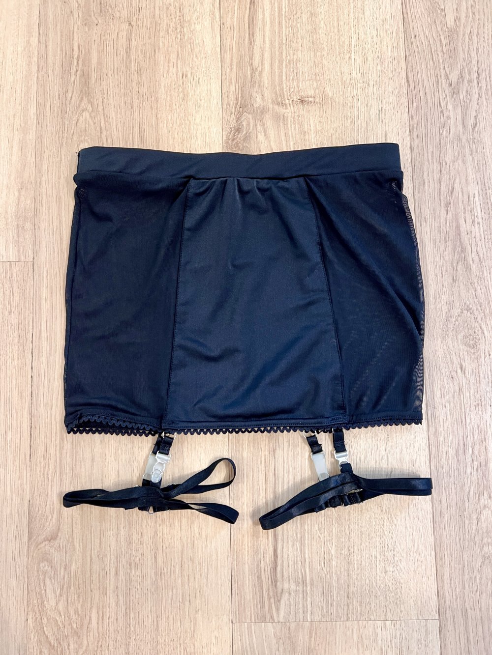 Sexy Damen Mesh Patchwork Minirock Straps Halter Schwarz XS/S