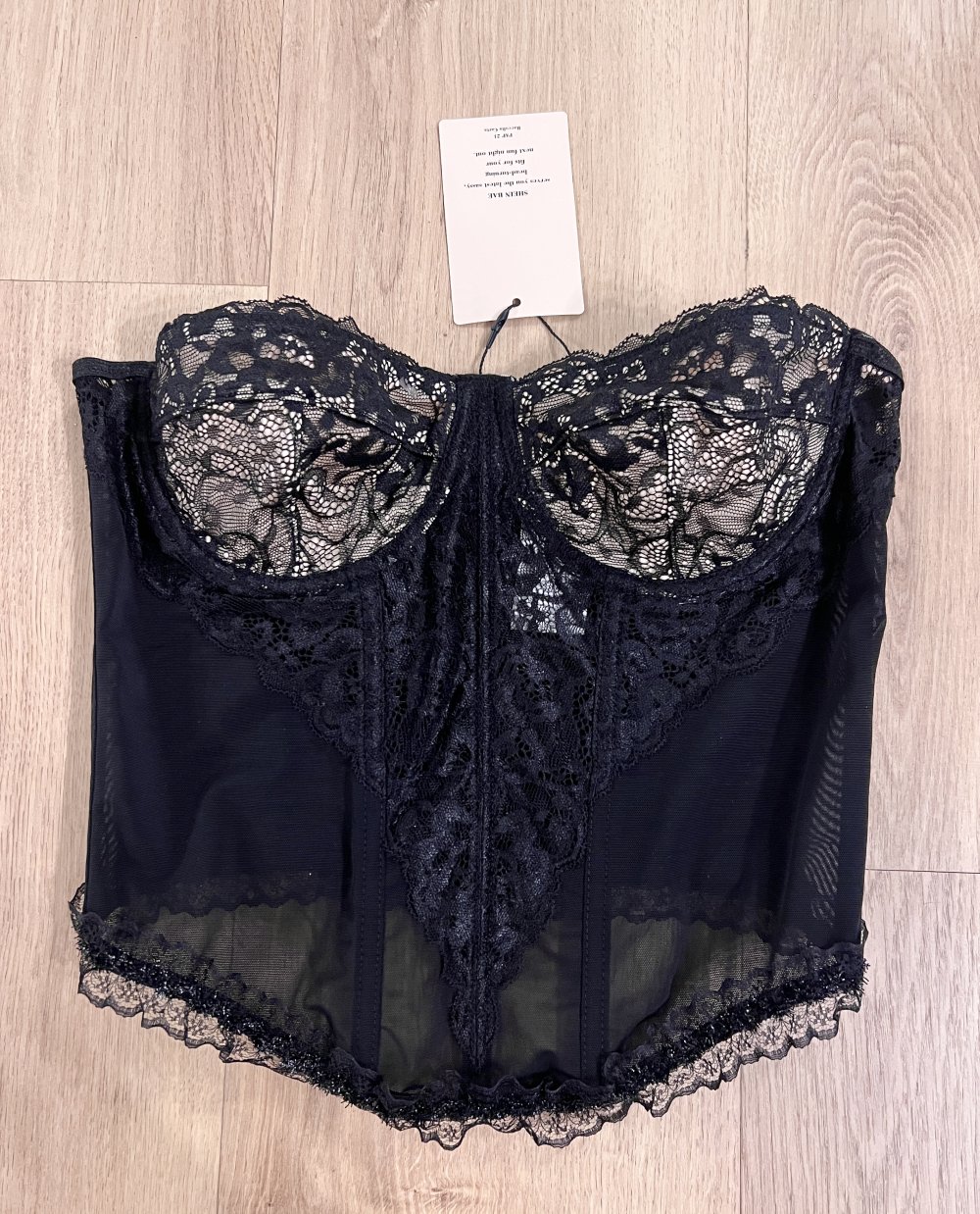 Sexy Damen Y2K Bandeau Tube Korsett Top Lingerie Style Spitze Mesh S/M