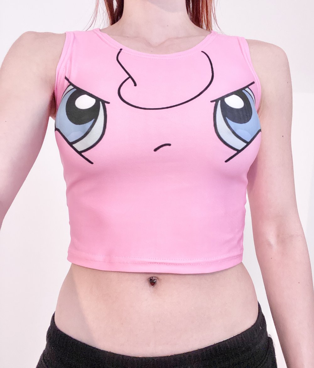 Süßes Damen Pokémon Pummelluff Crop Top Retro Y2K Gaming Rosa XS