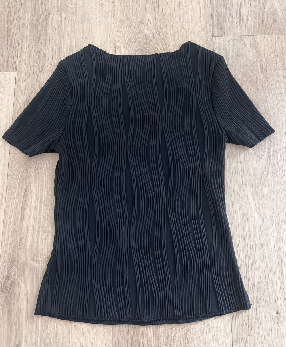 Damen figurbetonendes T-Shirt mit Struktur schwarz XS/S