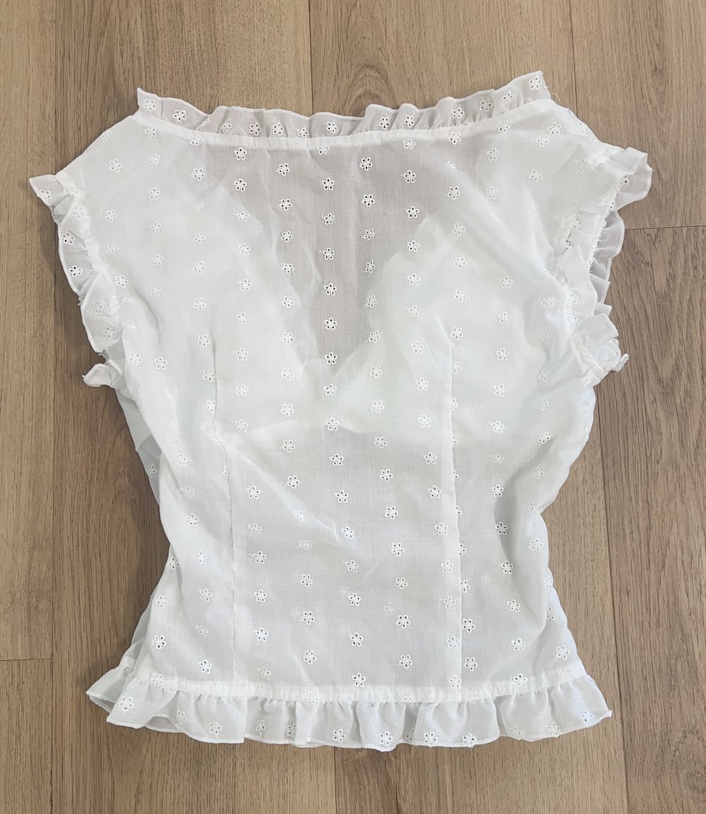 Süße Damen figurbetonende Bluse mit Rüsche Volants und tiefem V-Ausschnitt XS