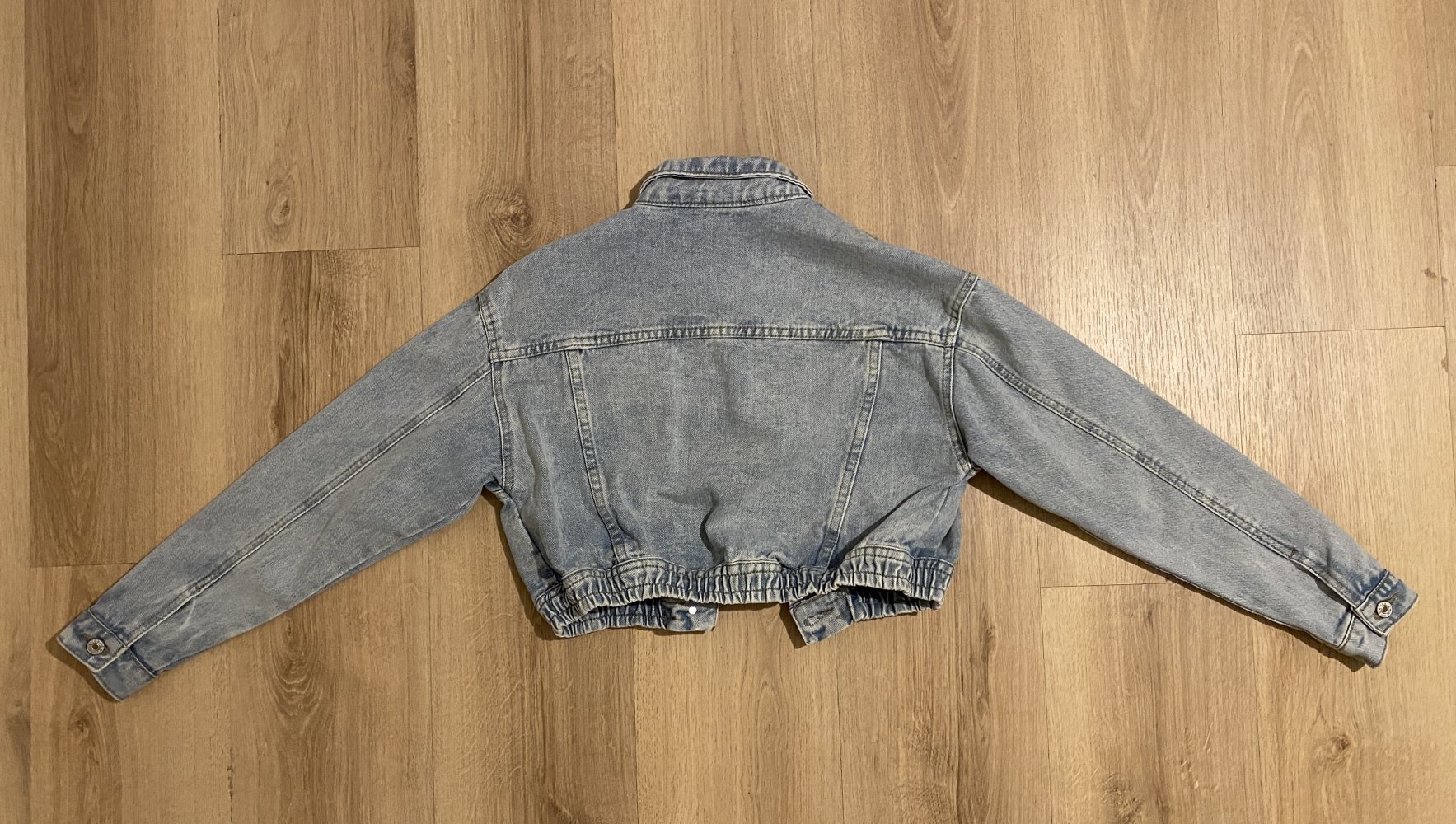 Sexy Damen Bomber Denim Crop Jeansjacke Oversized Hellblau Gr. XS/34