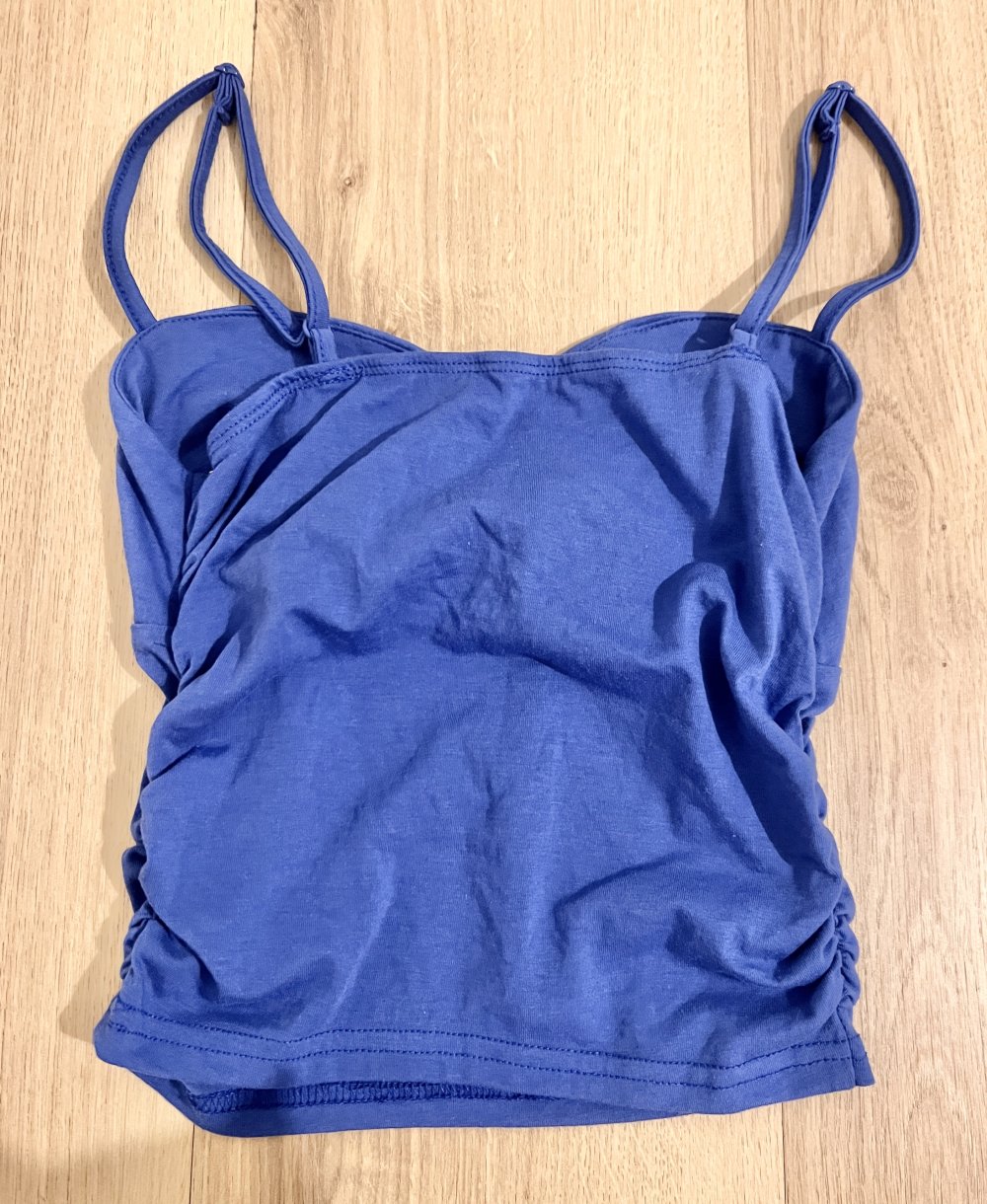 Sexy Damen Basic Camisole cropped Spaghettiträger Top Königsblau Y2K XS