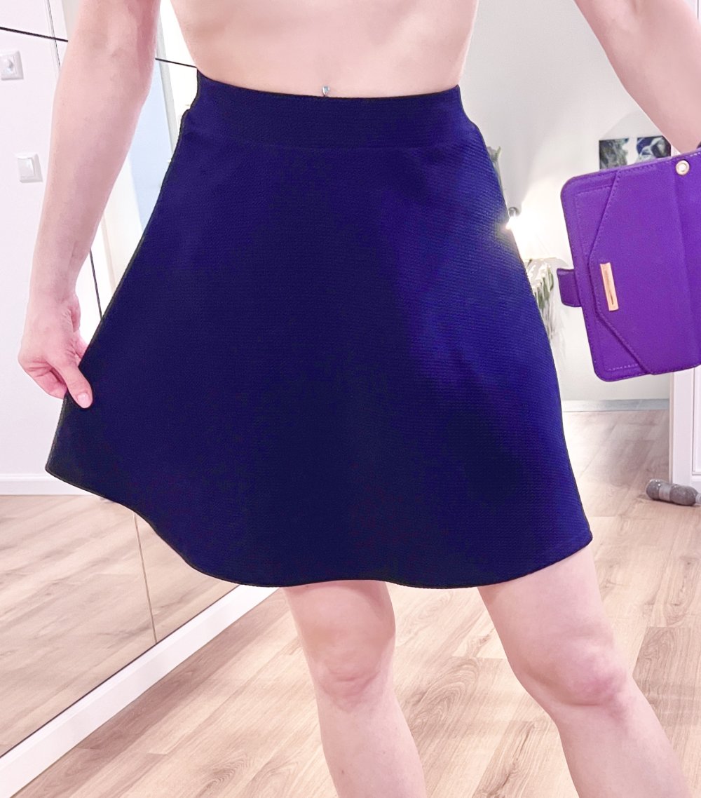 Eleganter, klassischer Damen Skaterrock Struktur Marineblau XS