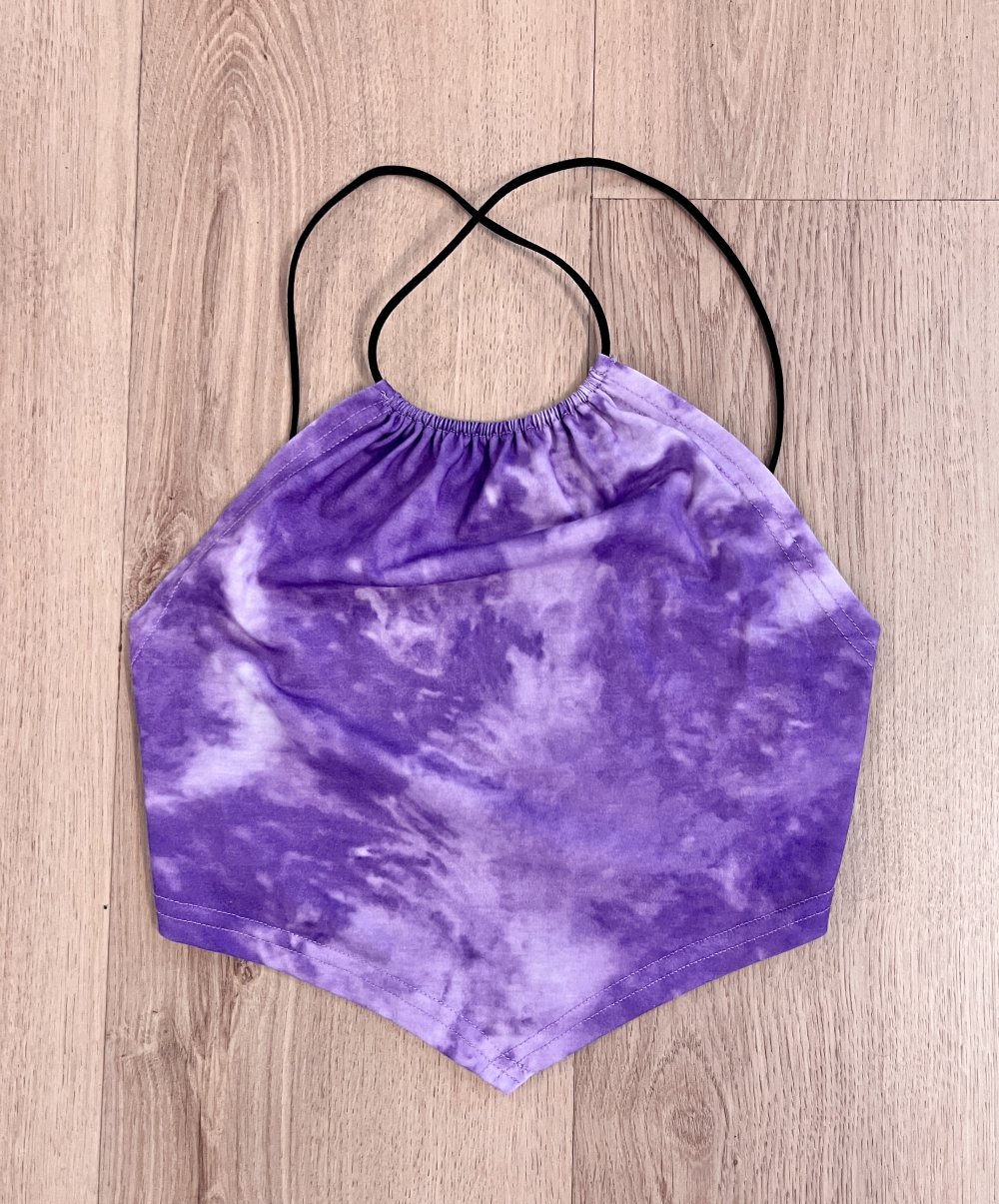 Sexy Damen Batik Tye Dye Y2K bauchfreies Crop Top Zipfel Rückenfrei XS/S