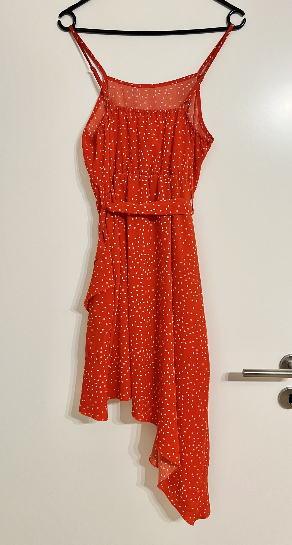 Süßes rot weiß gepunktetes Polka Dot Asymmetrisches Kleid XS/S