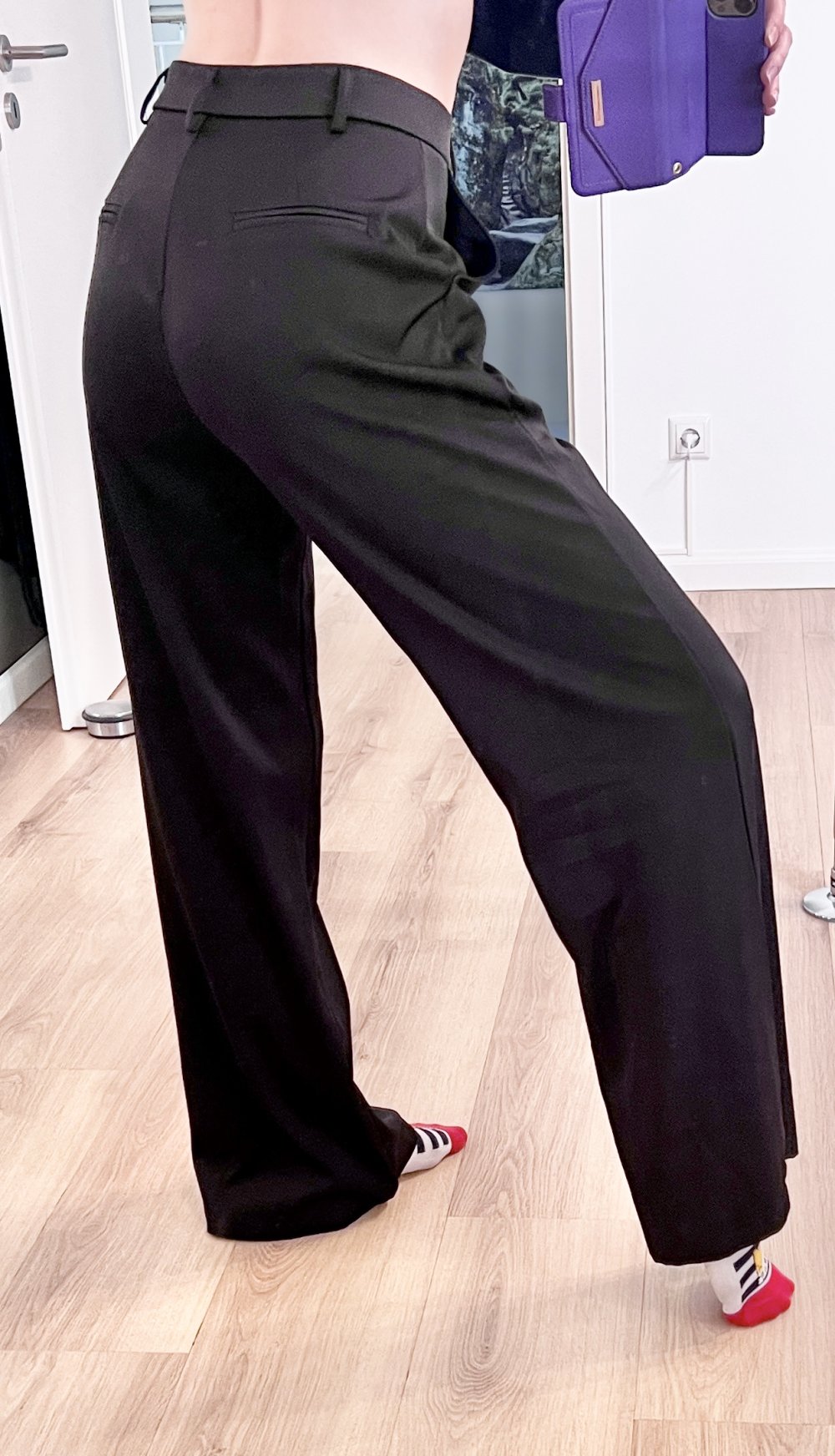 Damen Sexy Elegante, weite leichte High Waist Chino Anzughose XS/34