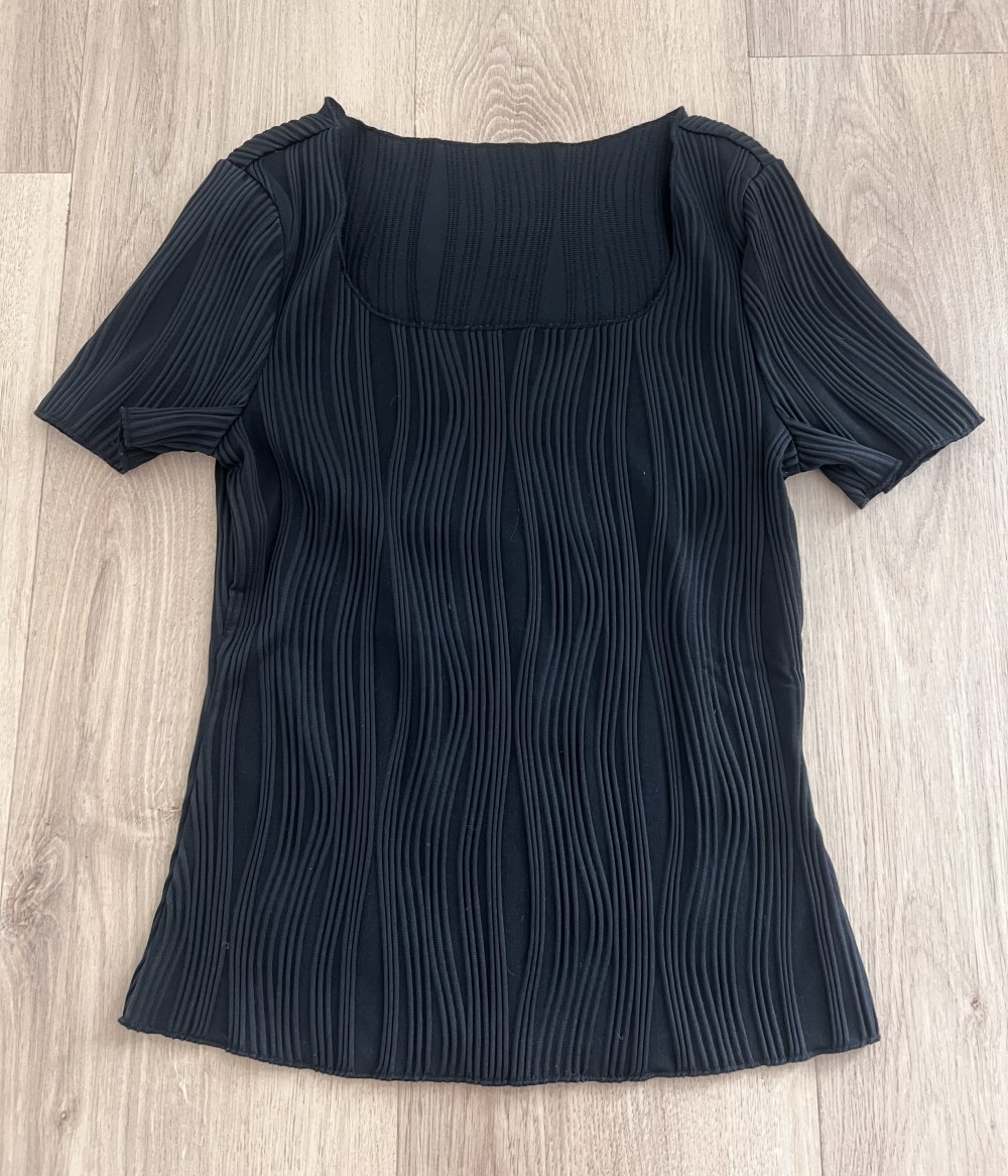 Damen figurbetonendes T-Shirt mit Struktur schwarz XS/S