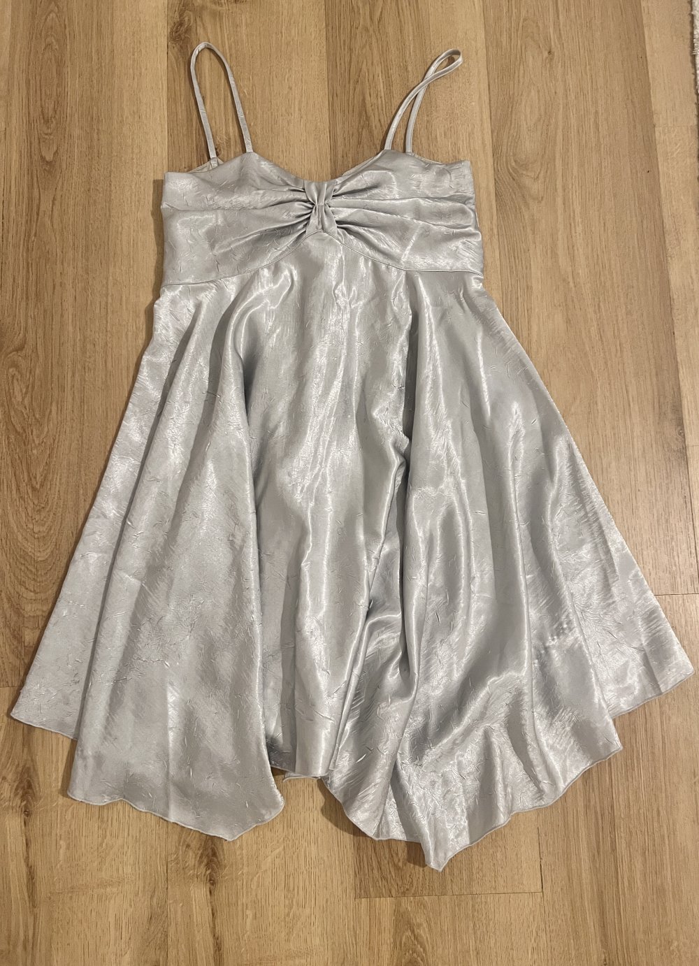 Damen Vintage Babydoll Cocktailkleid Abendkleid Silber Metallic S