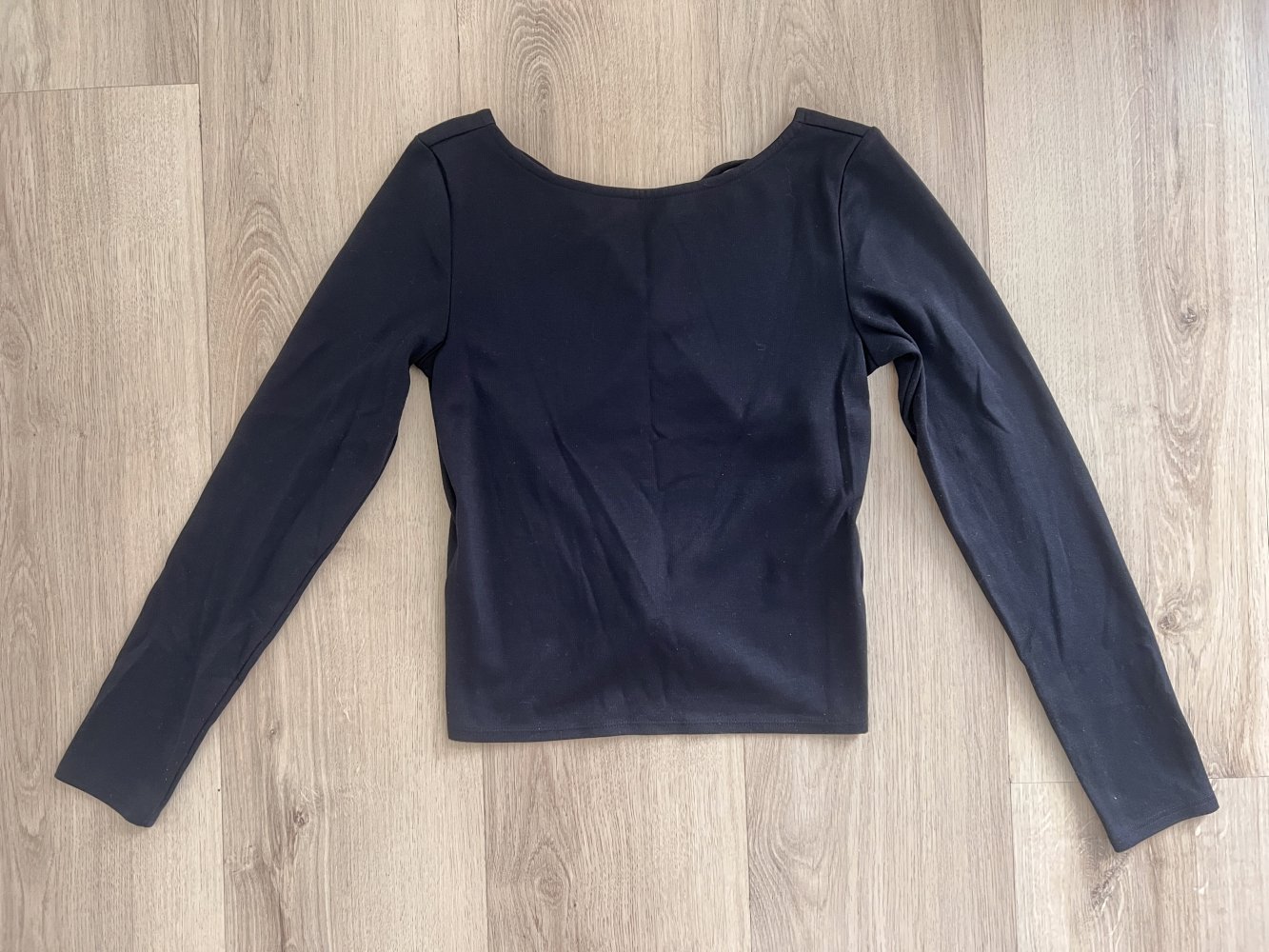 Sexy Damen rückenfreies Basic Langarm Shirt Schwarz S/36