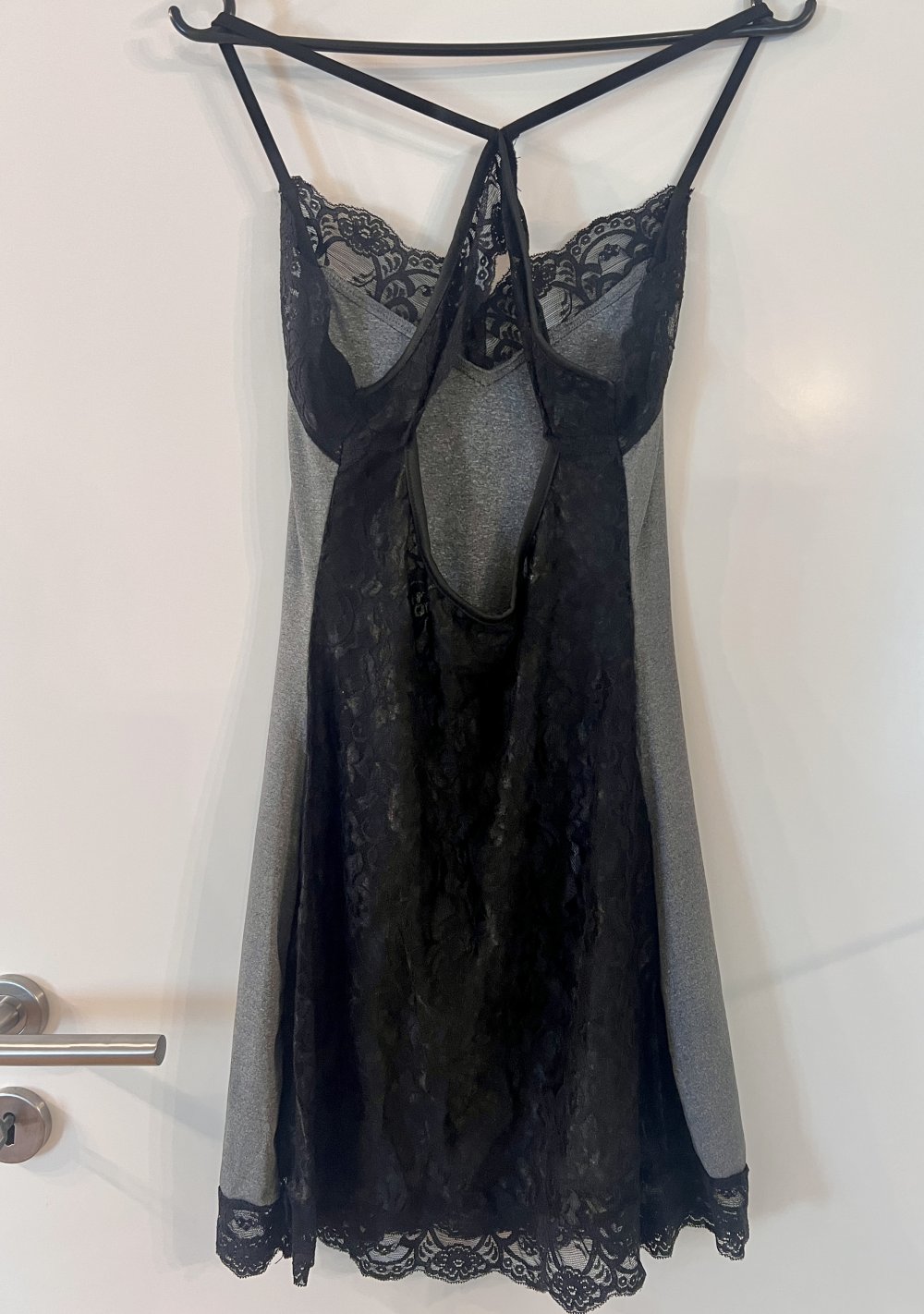 Sexy Damen Minikleid transparente Spitzen Rückseite Hauskleid XS/S