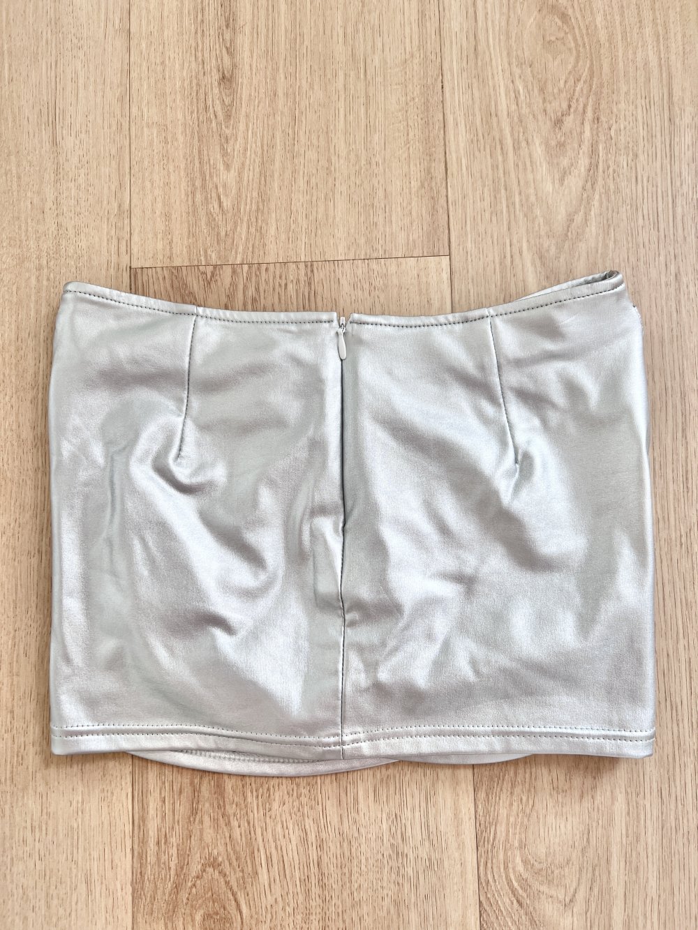 Sexy Damen Metallic Lederlook Wickel Extremer Minirock Silber XS