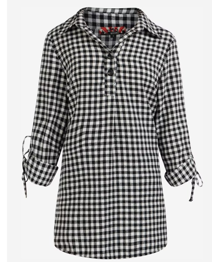 Longtunika Tunika Oberteil Damen Gr. M neu ohne Etikett kariert Schwarz/Weiß modern vielseitig