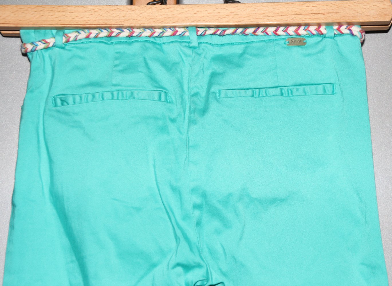 Zara Girls Hose 146 152 Stretch mint grün Kordel Gürtel w Neu