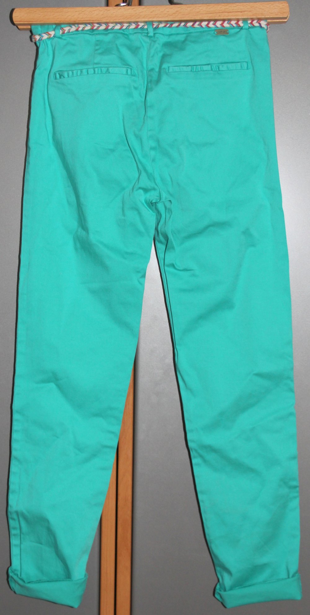 Zara Girls Hose 146 152 Stretch mint grün Kordel Gürtel w Neu