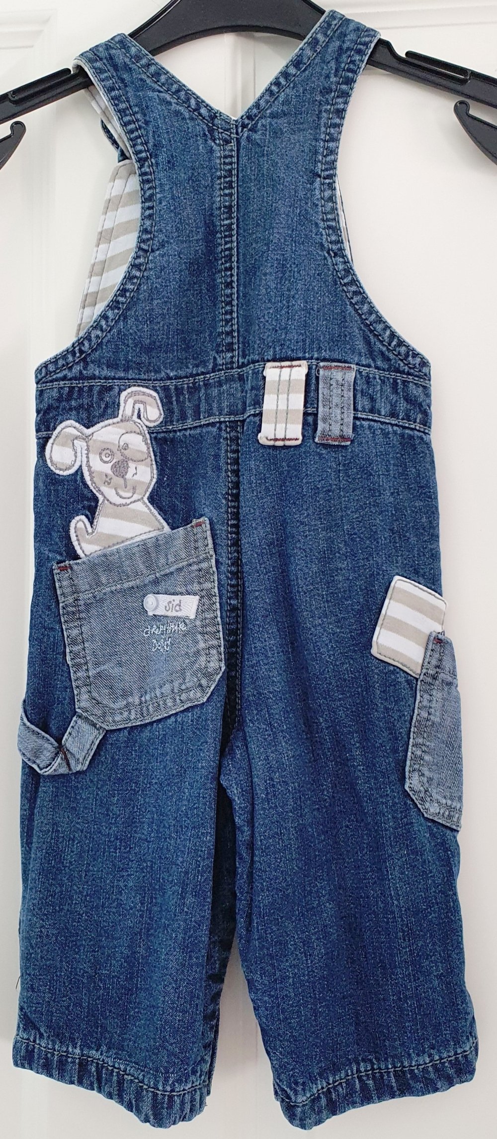 NEXT Jeans Latzhose Overall Hose Einteiler 62 68 3 - 6 M blau Hund Mode UK England w Neu