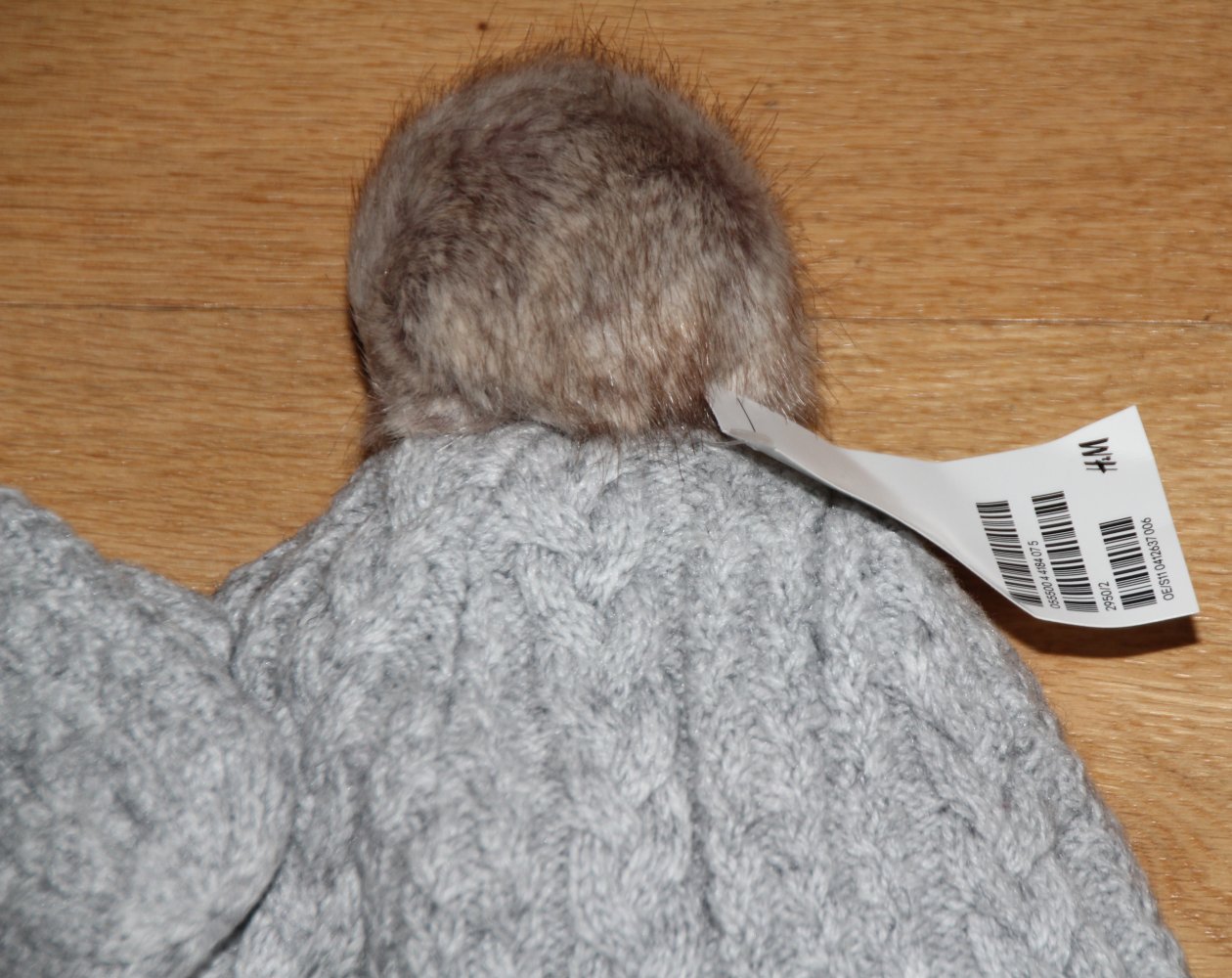 H&M Strick Set Mütze Handschuhe 86 92 grau Winter Mädchen Neu!