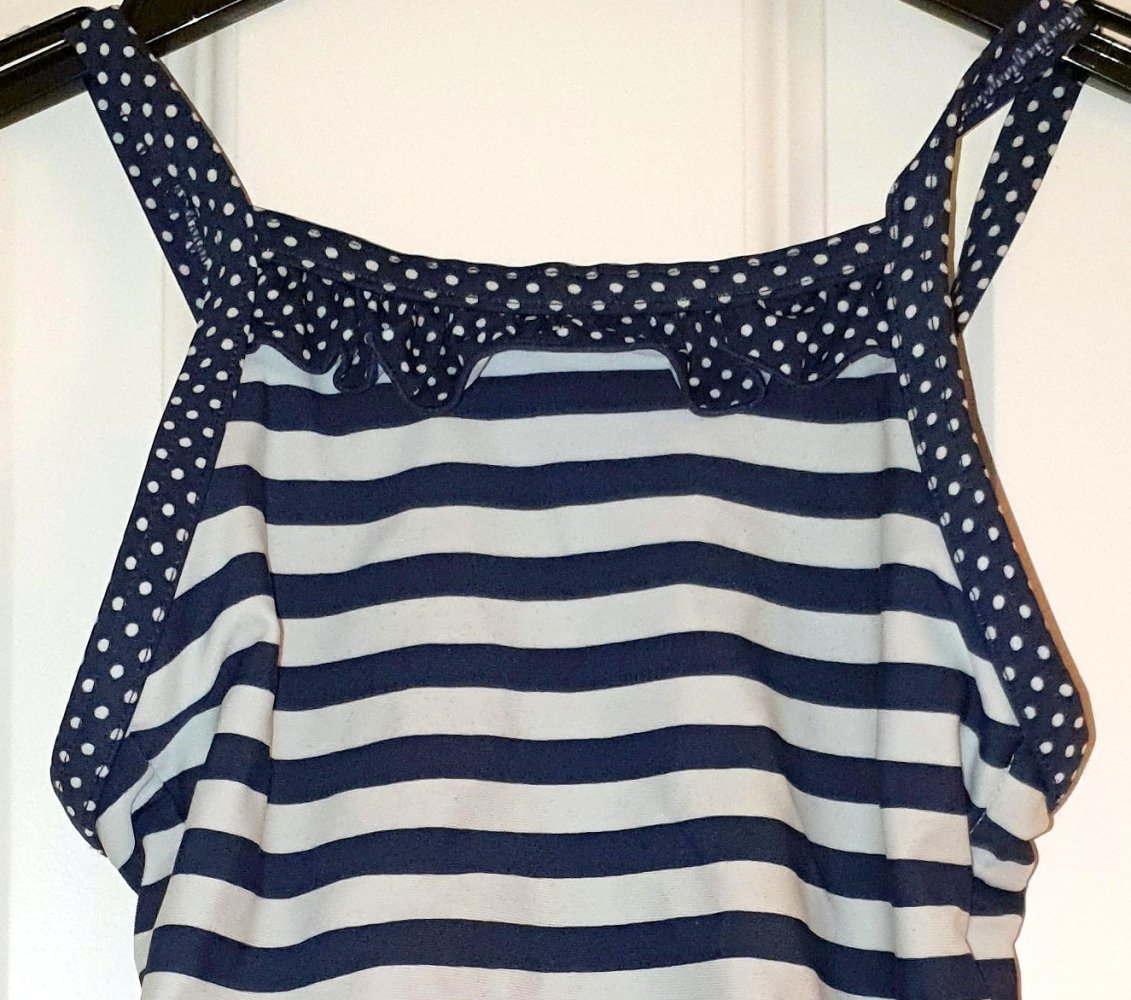 H&M Badeanzug 86 92 Sommer Bikini Maritim Urlaub Strand weiß blau