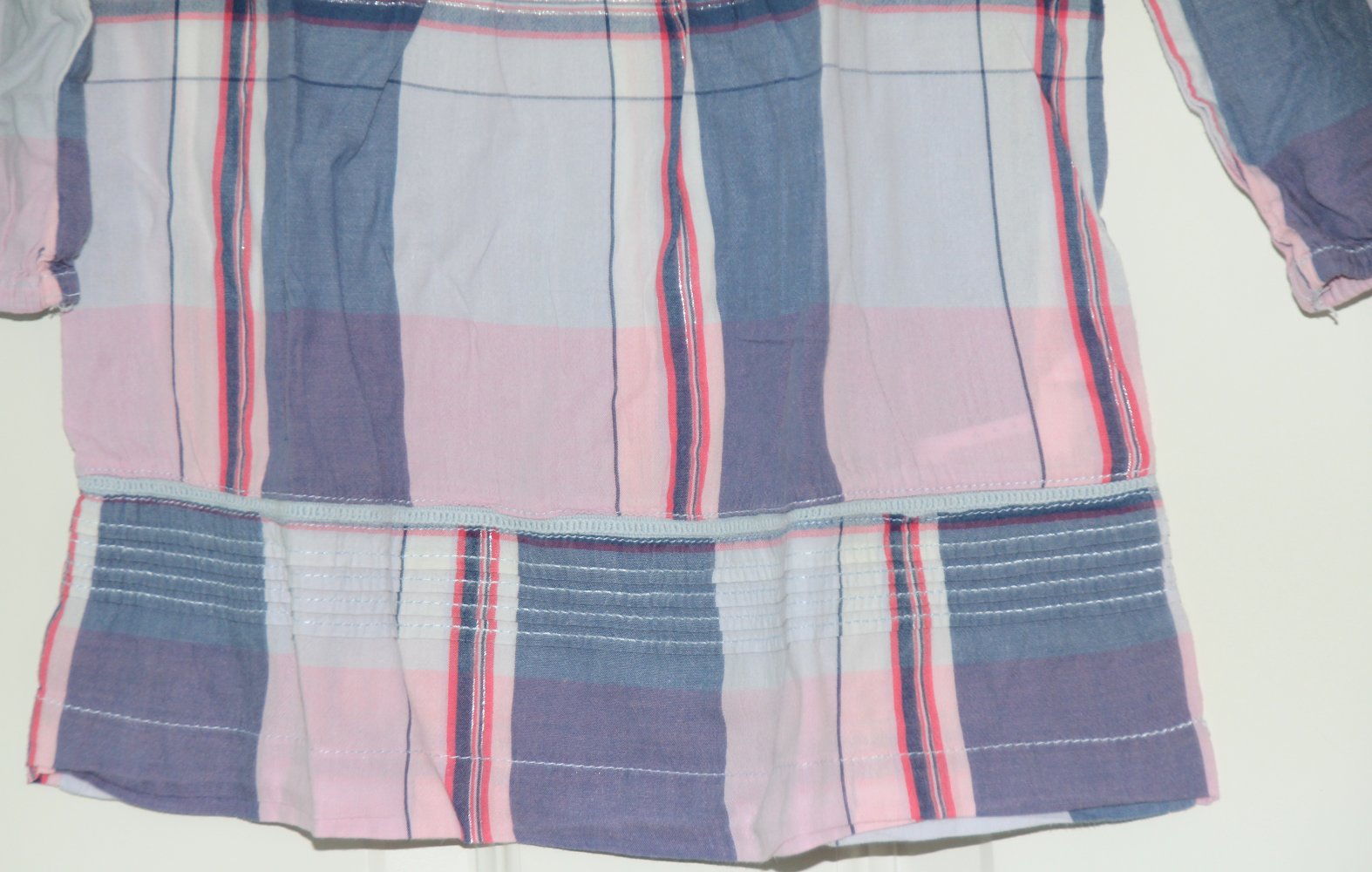 H&M Logg Tunika 128 134 Hängerchen Bluse blau rosa 3/4 Arm w Neu