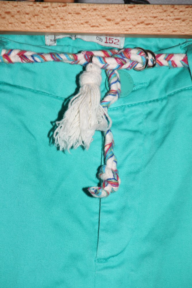 Zara Girls Hose 146 152 Stretch mint grün Kordel Gürtel w Neu