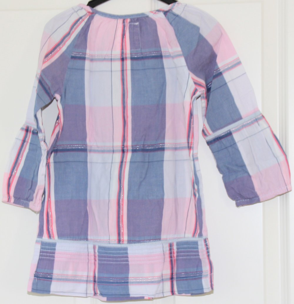 H&M Logg Tunika 128 134 Hängerchen Bluse blau rosa 3/4 Arm w Neu