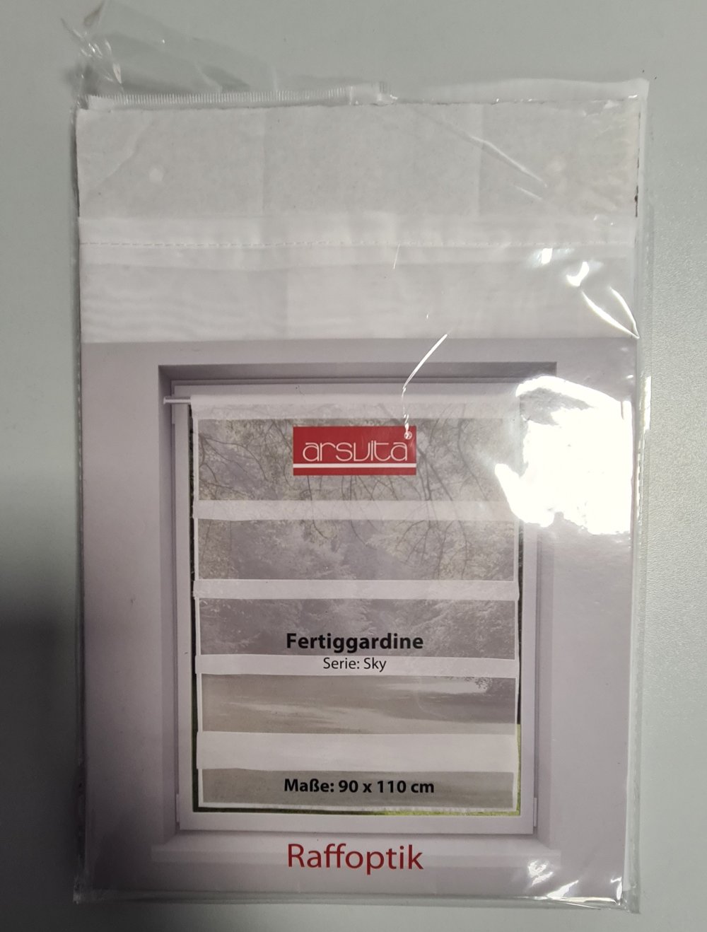 Raffgardine Fenstergardine 90x110cm weiß