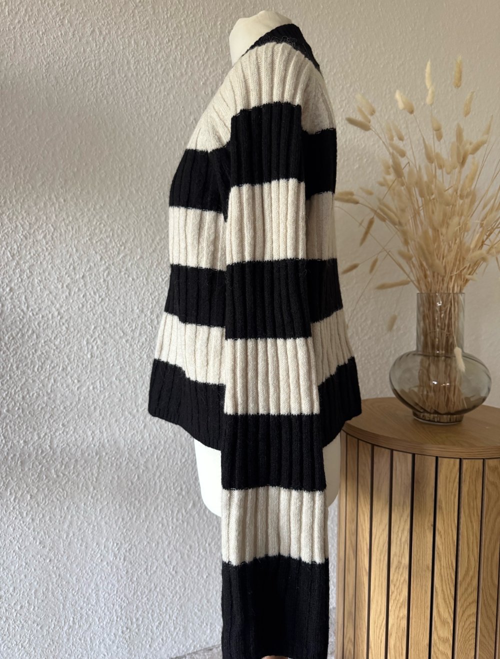 H&M Strickpullover schwarz weiß Creme gestreift S 36 Top