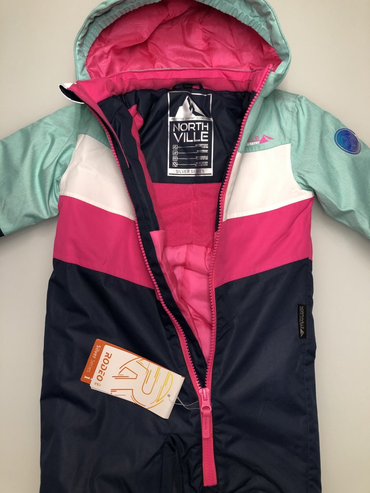 Baby Mädchen Skianzug Schneeanzug Jacke Bunt Rodeo reflektierender Streifen Kinder Gr. 74 neu mit Etikett