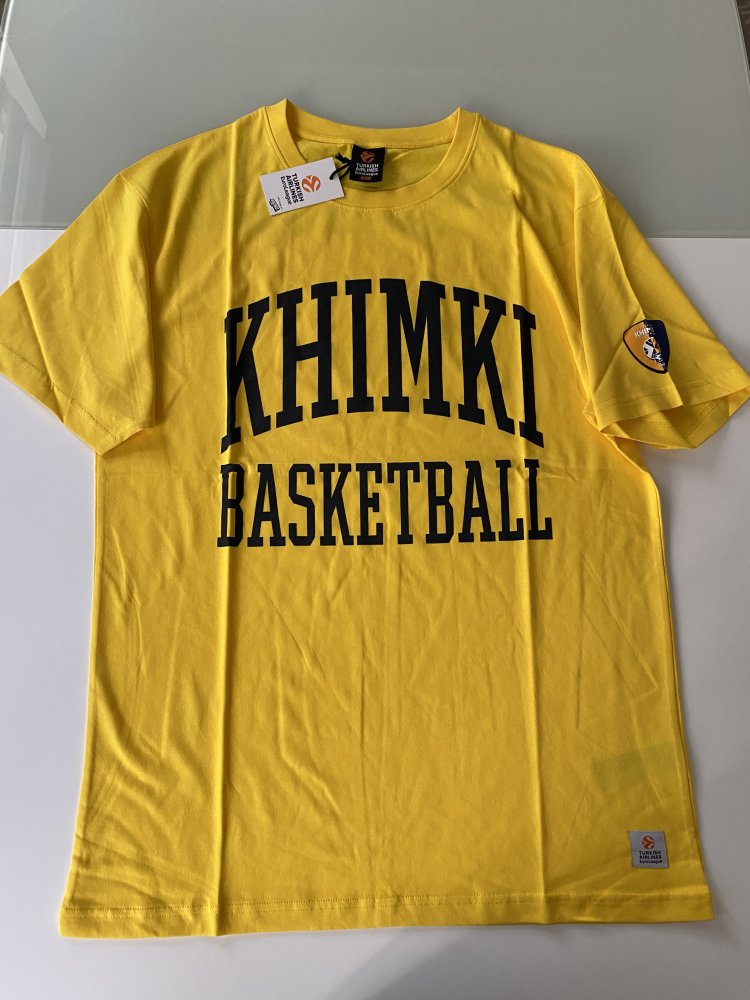 Herren T-Shirt Gelb KHIMKI Basketball 100% Baumwolle Gr. L Made in Portugal, Euroleague