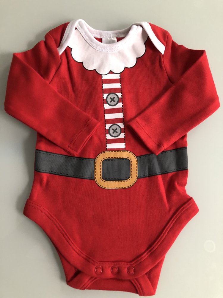 Nikolaus Mädchen Jungen Kinder Babyboy Babygirl Baby-Schlafanzug Weihnachten Body Rot Weiß Bio-Baumwolle 100% Baumwolle Gr. 62 