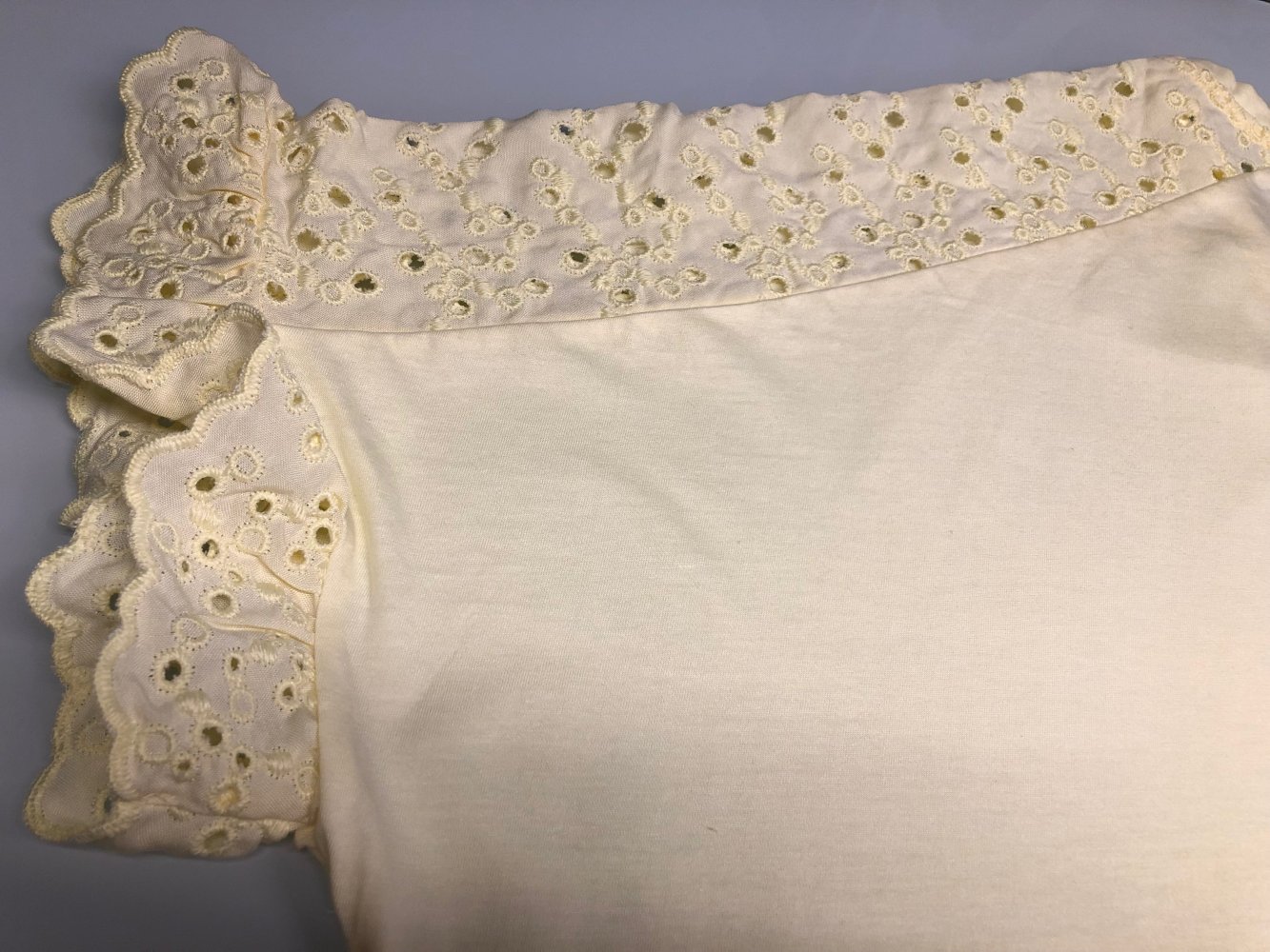 Damen T-Shirt Kurzarm Kurzarmshirt Bluse Sommer Shirt Gelb Spitze Gr. L Marke: Yessica C&A neu mit Etikett