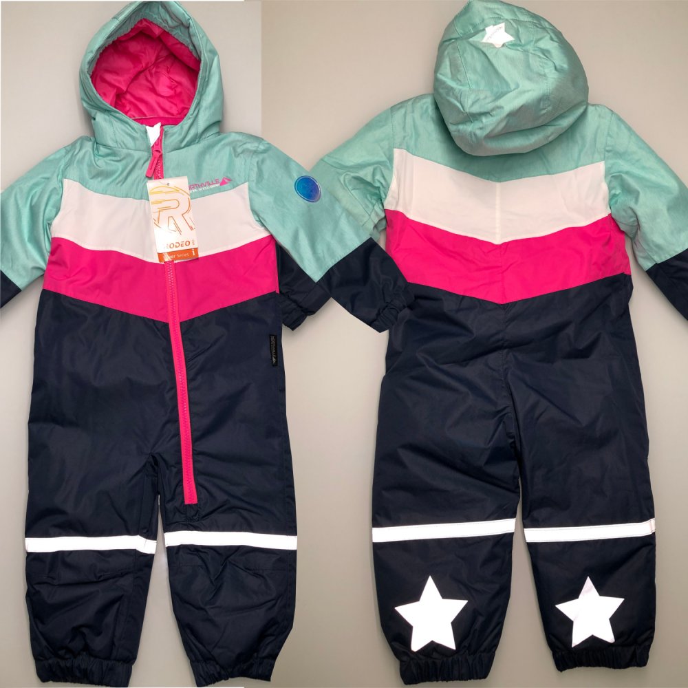 Baby Mädchen Skianzug Schneeanzug Jacke Bunt Rodeo reflektierender Streifen Kinder Gr. 74 neu mit Etikett