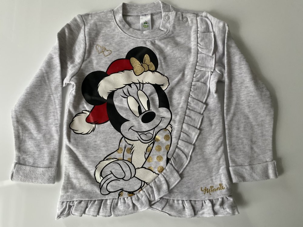 Kinder Mädchen Minnie Mouse Disney Baby-Weihnachtspullover Pulli Weihnachten leicht gefüttert Grau Bunt Marke: Disney Gr. 86