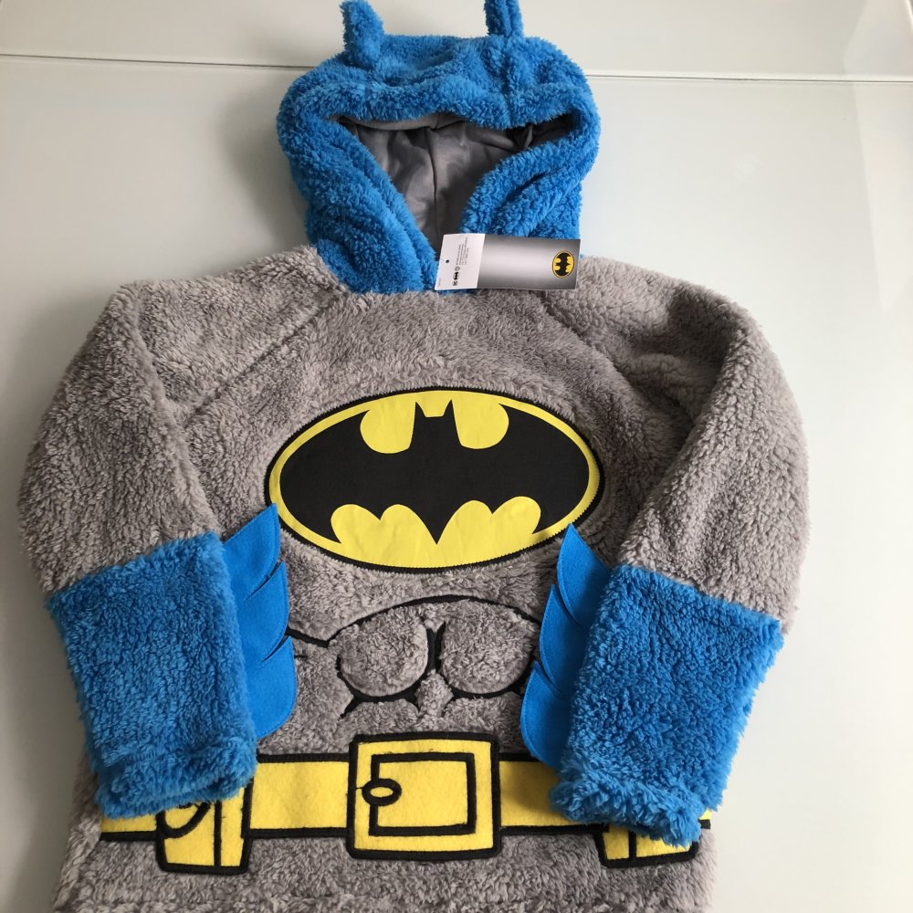 Batman Jungen Kinder Sweatshirt Pulli Pullover Hoodies Fasching Verkleidung Kapuzenpullover mit Ohren Fleece Weich Kuschelig Gr. 110