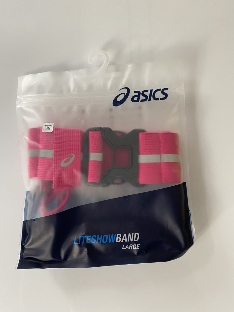 ASICS Liteshow Running Reflektor Gürtel Pink Silber neu mit Etikett