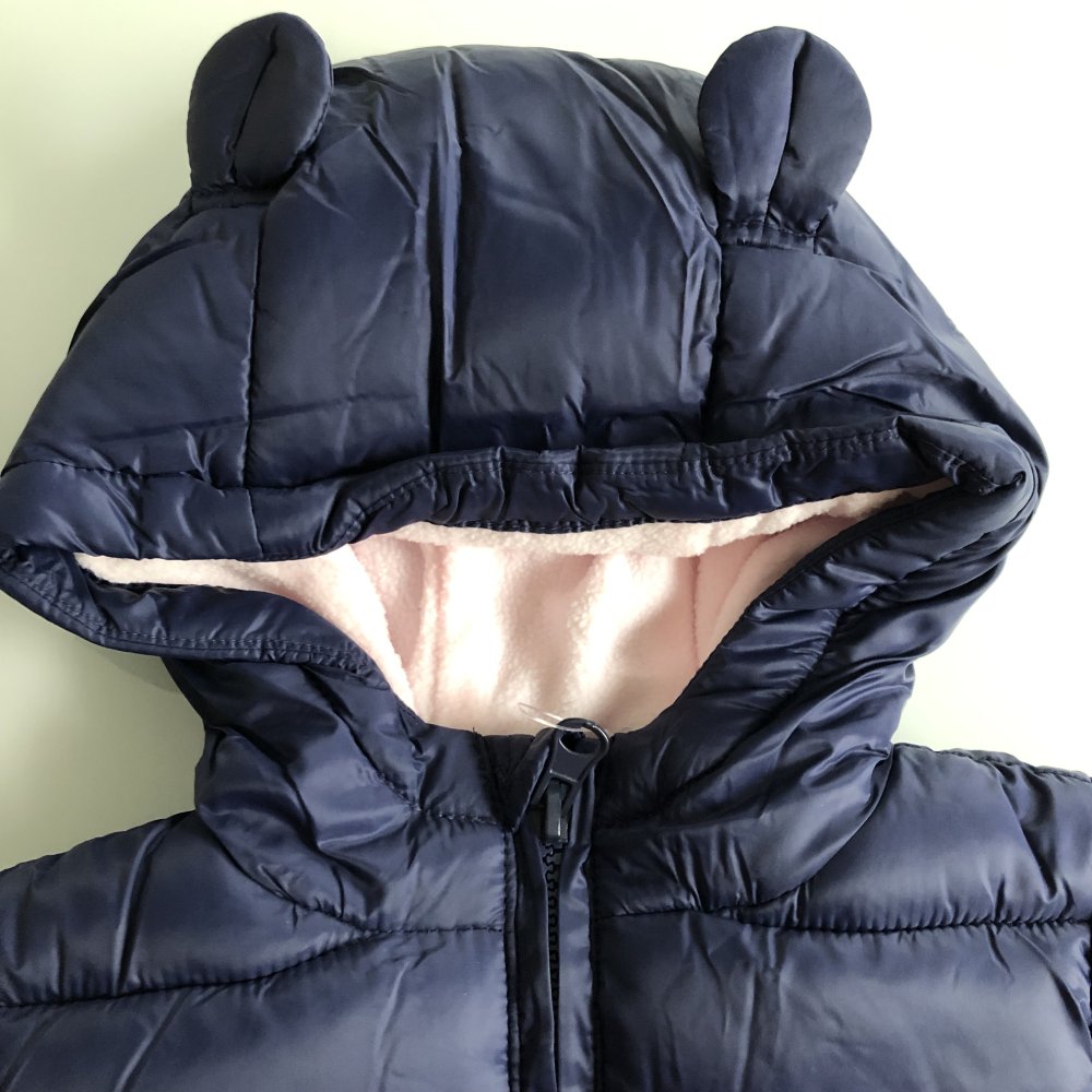 Mädchen Kinder Jacke Jackchen mit Öhren Marineblau Rosa gefüttert, leicht und kuschelig wie eine Daunenjacke :) Gr. 74 Marke: Baby Club C&A