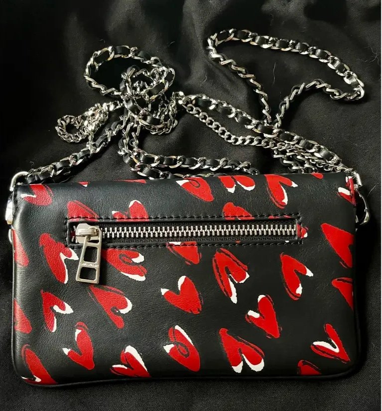 Zadig & Voltaire Tasche Clutch Heart Noir Nano Rock Heart Herz, Rockabella Leder