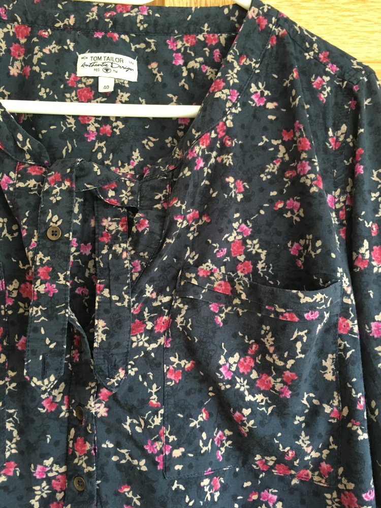 Tom Tailor Bluse Shirt Gr. 40 blau rosa geblümt