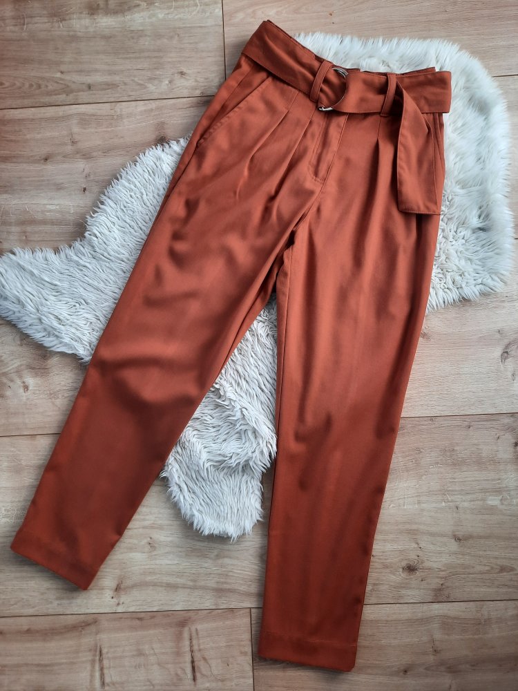 Mint&berry Stoffhose Paperbag Jogger high waist Büro Business braun 34