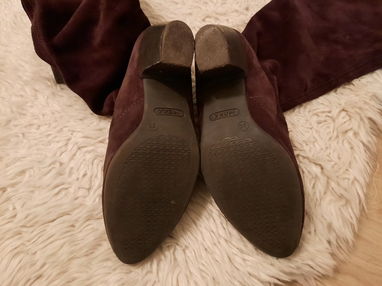 neuwertig Mexx Damen Stiefel Wildleder weich Boots lila Gr 36