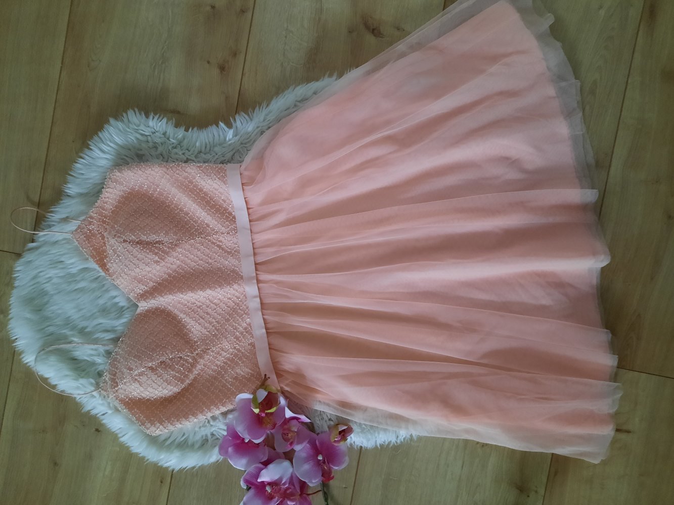 Laona Abendkleid Ballkleid Träger Hochzeit Party Event Gr 38 apricot rosé