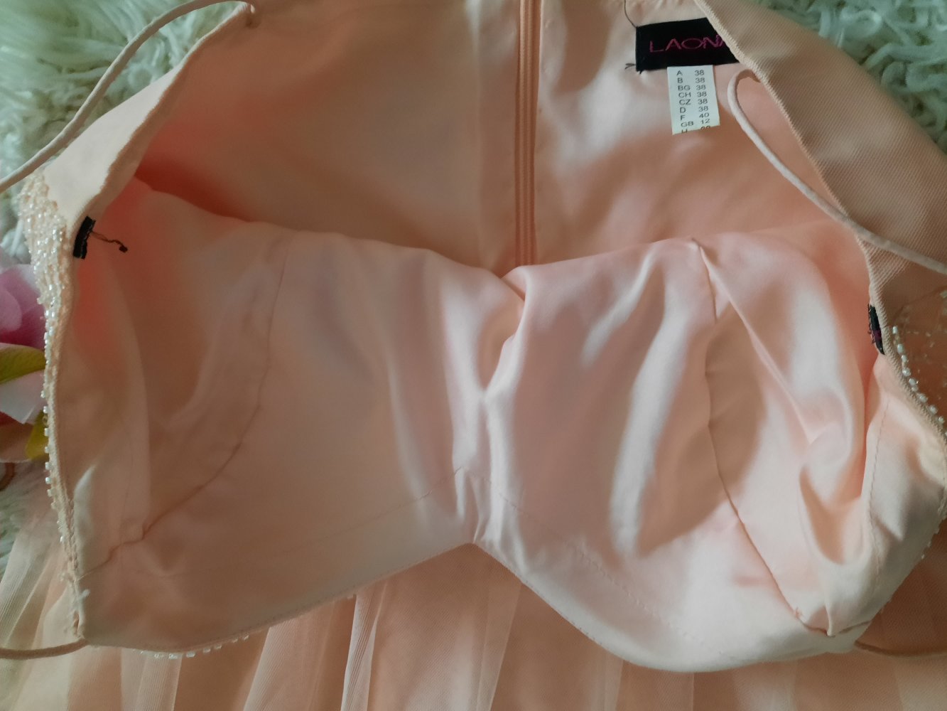 Laona Abendkleid Ballkleid Träger Hochzeit Party Event Gr 38 apricot rosé