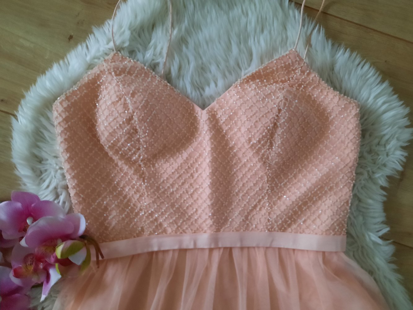 Laona Abendkleid Ballkleid Träger Hochzeit Party Event Gr 38 apricot rosé