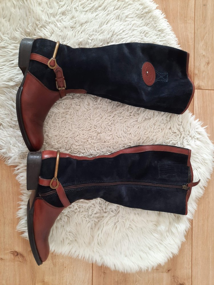 wie neu Tommy Hilfiger Damen Stiefel Wildleder weich Boots Reiter Look Gr 37