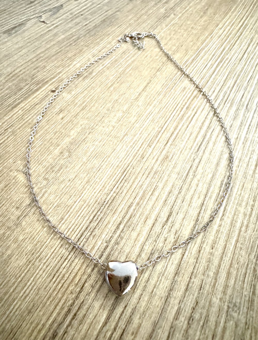 Herz Halskette Minimalistisch Silber Look Modeschmuck