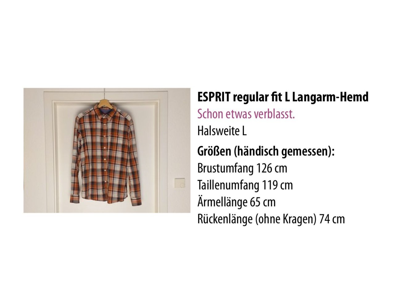 ESPRIT Brust 126 cm Taille 119 cm regular fit L Langarm-Hemd