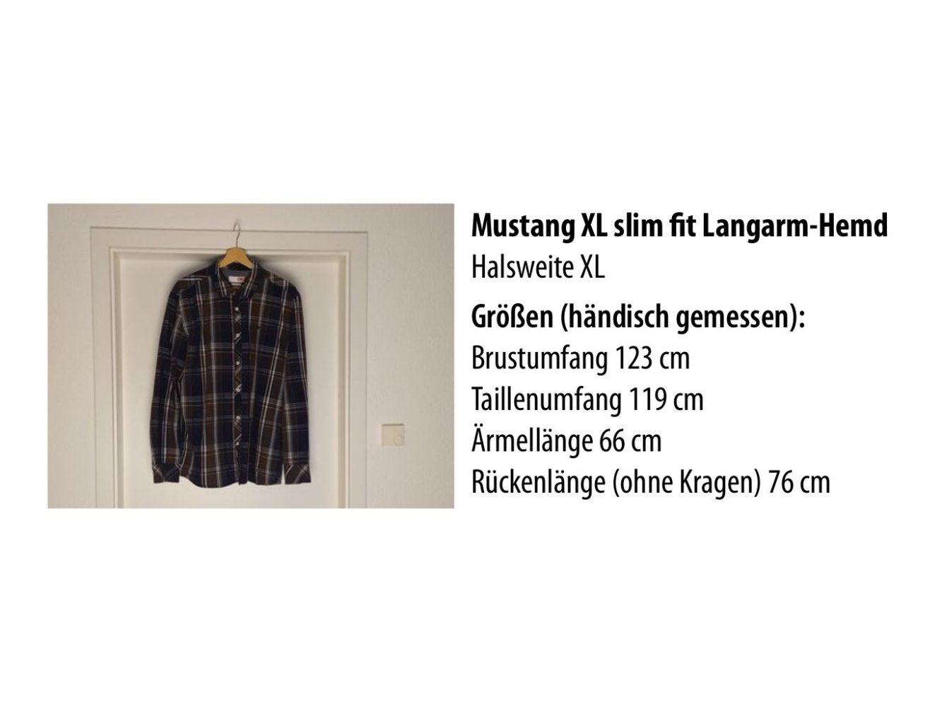 Mustang XL Brust 123 cm Taille 119 cm slim fit Langarm-Hemd