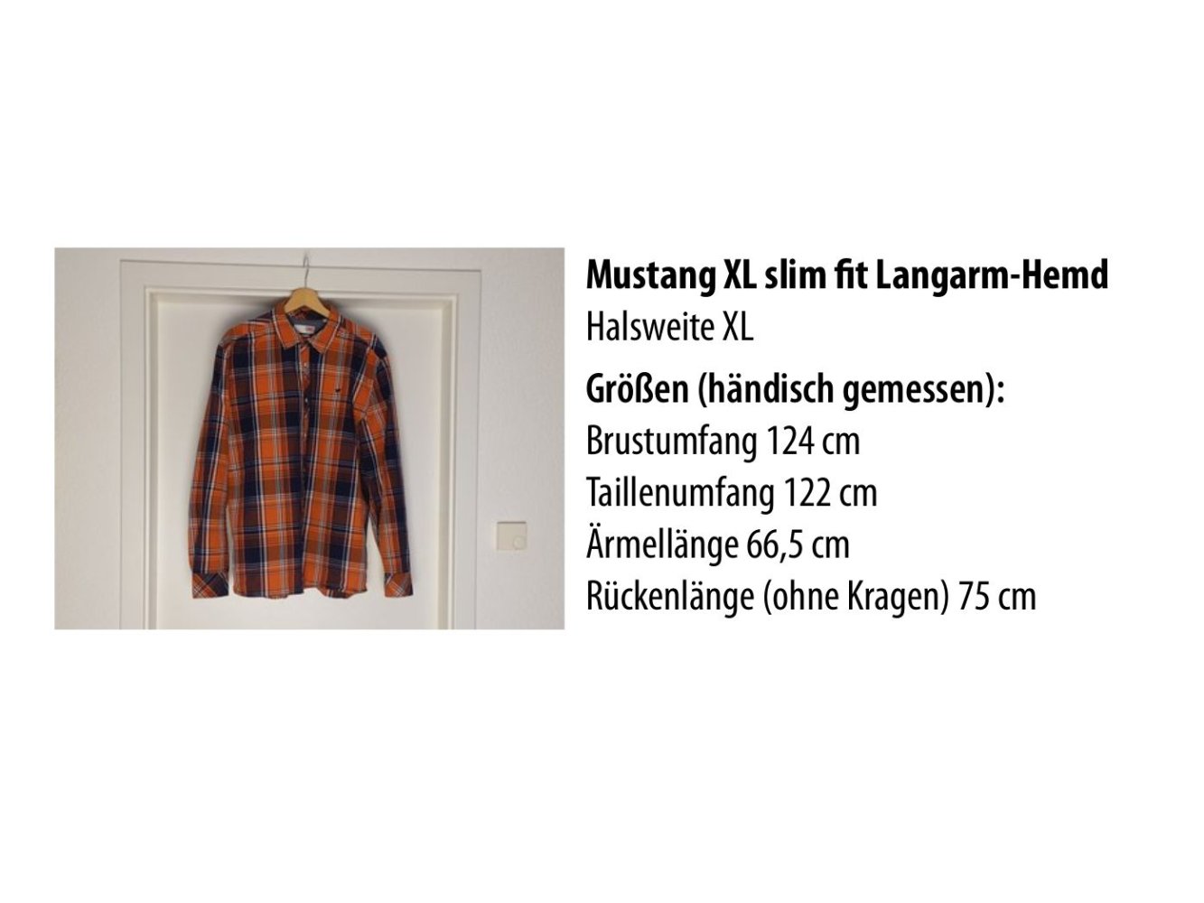 Mustang XL Brust 124 cm Taille 122 cm slim fit Langarm-Hemd