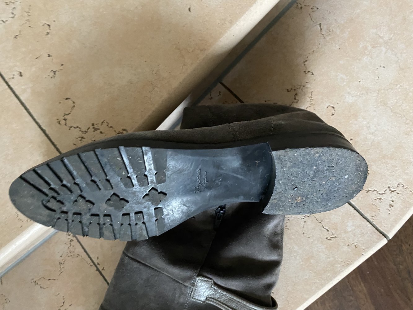 Wildlederstiefel, grau, große 40