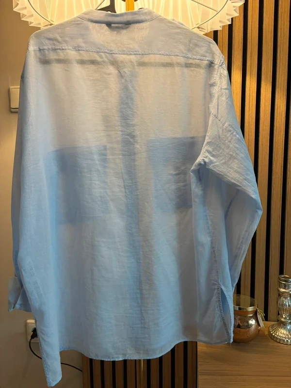 Massimo Dutti Damen Bluse Hemd Gr. M oversize hellblau Frauen